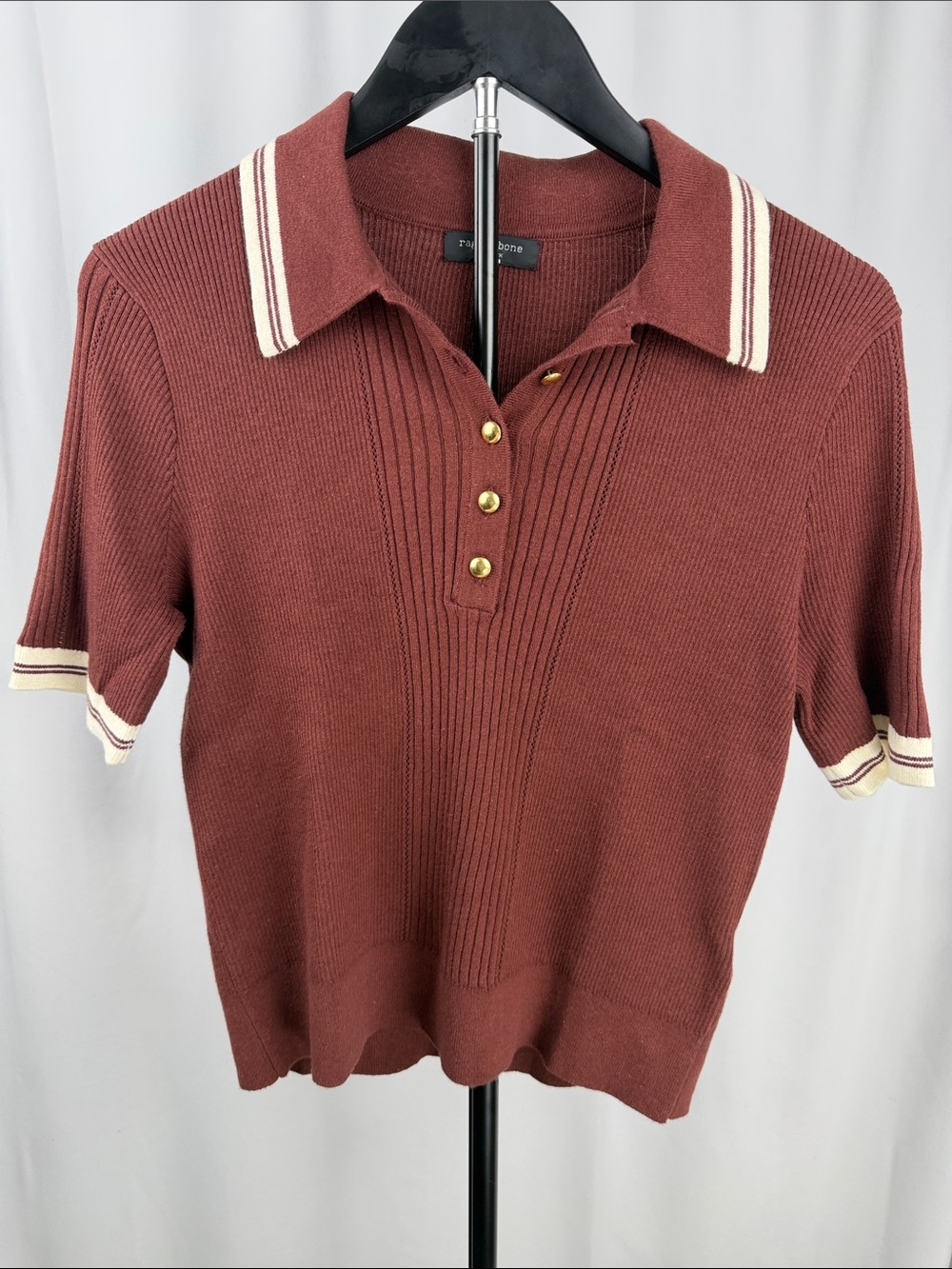 rag & bone Laurie Cotton Cashmere Polo Rosewood Small NWOT